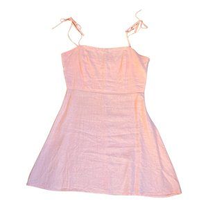 HONORINE Peach Linen sundress with tie shoulder strap Size Sm